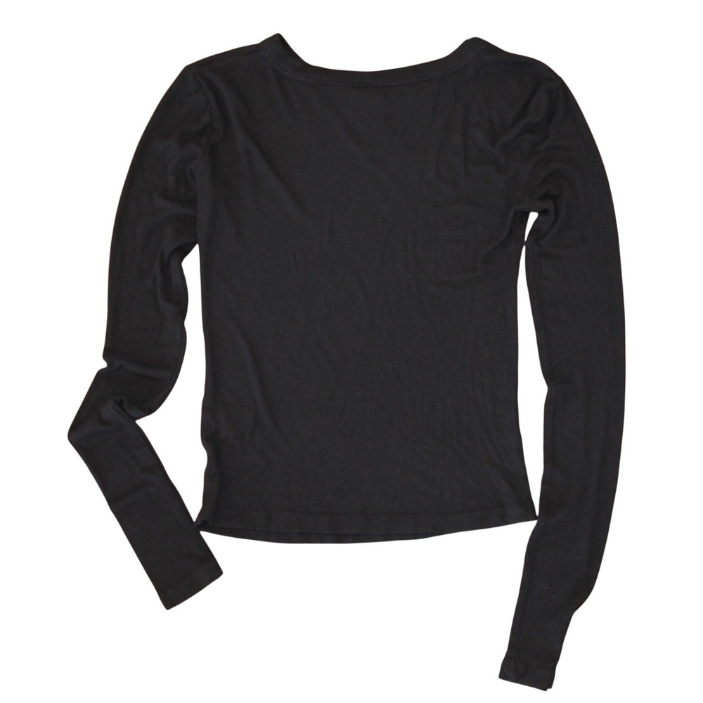 Abound Womens Ribbed Long Sleeve Crew Neck Top Black Small AB497773MI